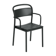 Chaise d'extérieur avec accoudoirs en acier noir Linear - Muuto - The Cool Republic