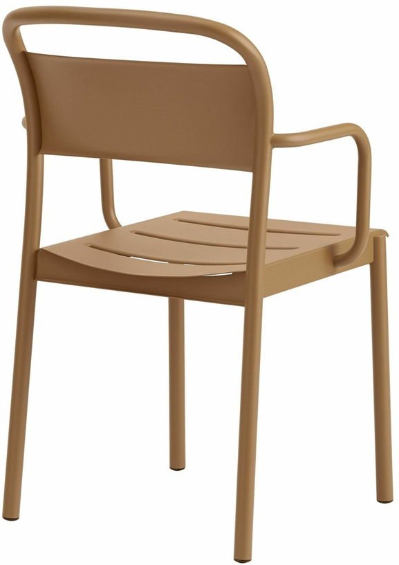 Chaise d'extérieur avec accoudoirs en acier orange Linear - Muuto - The Cool Republic