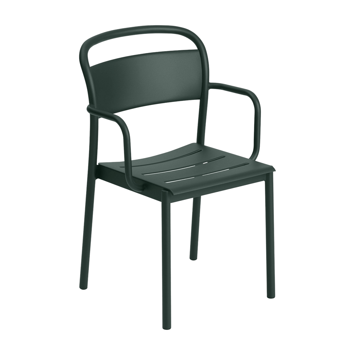 Chaise d'extérieur avec accoudoirs en acier vert foncé Linear - Muuto - The Cool Republic