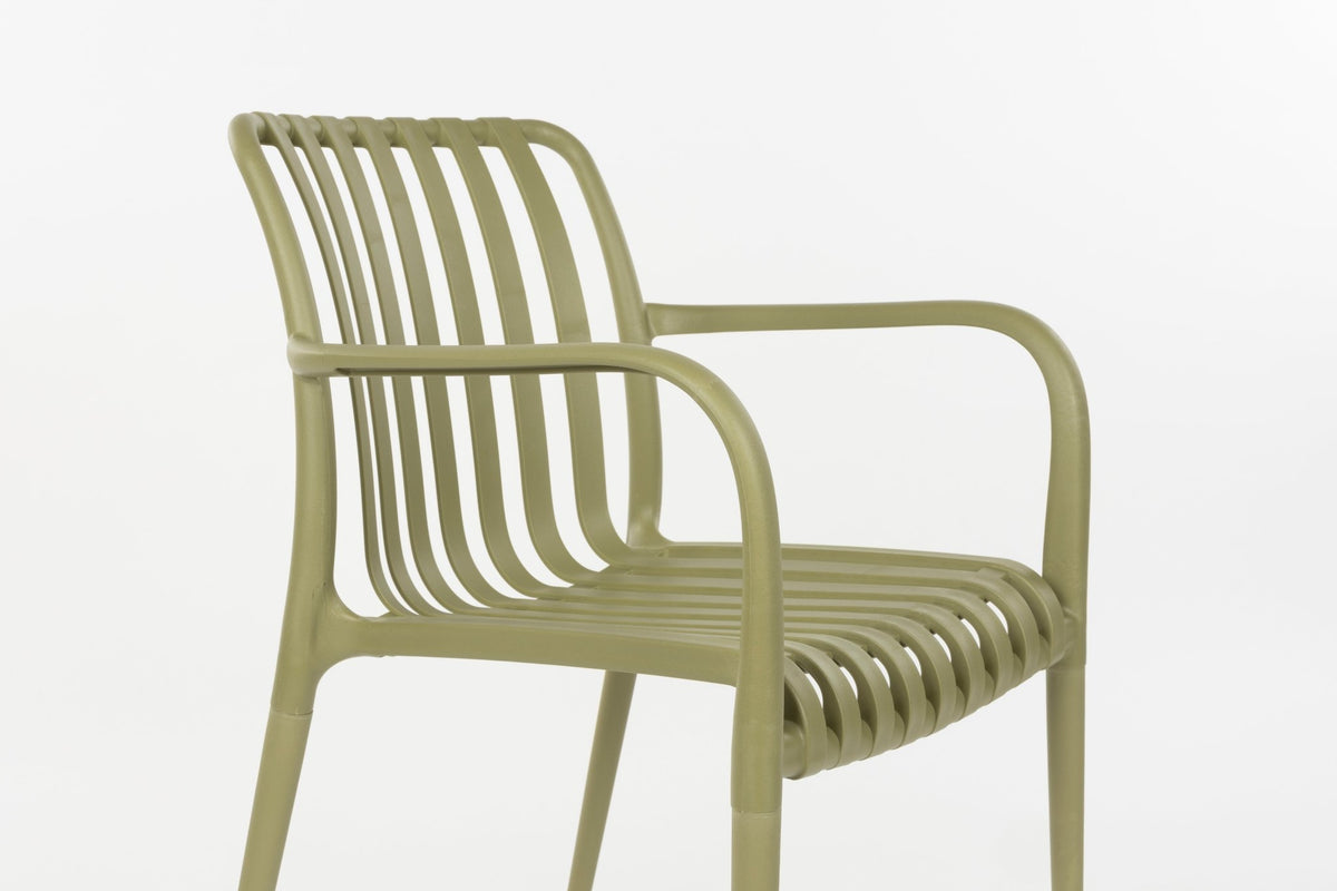 Chaise d'extérieur avec accoudoirs en plastique vert Cala - The Cool Republic - The Cool Republic