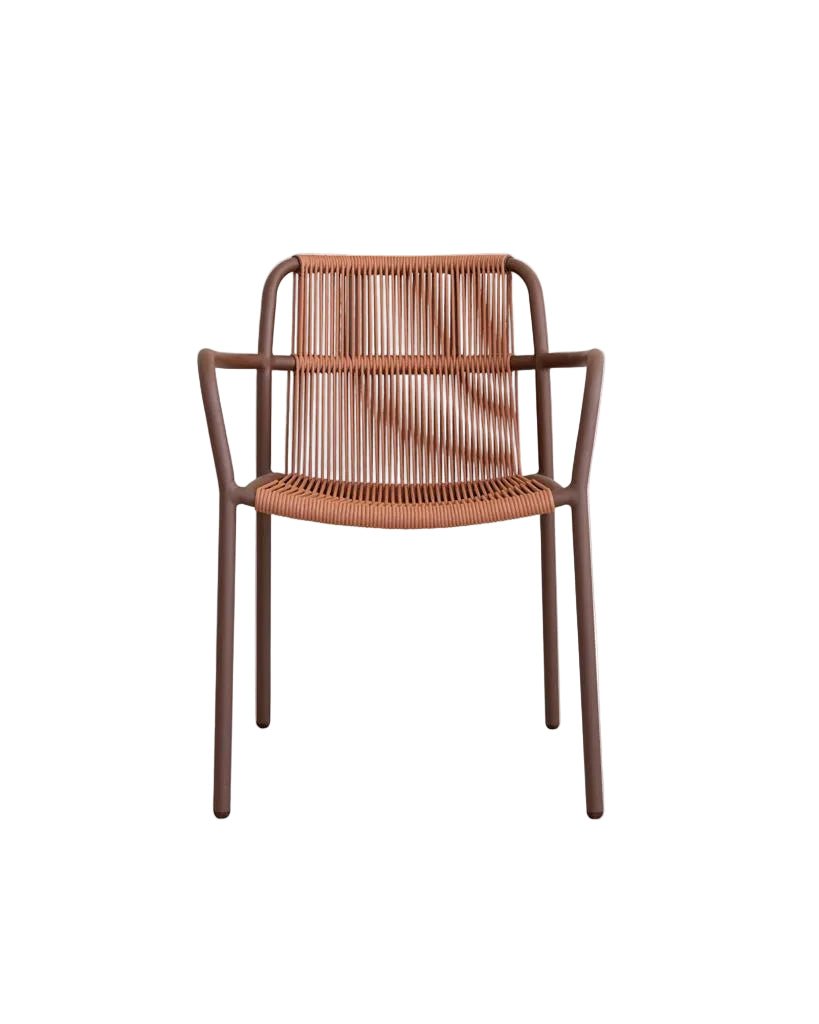 Chaise d'extérieur en aluminium thermolaqué et corde rouille 60x63x81cm Sweep - Vincent Sheppard - The Cool Republic