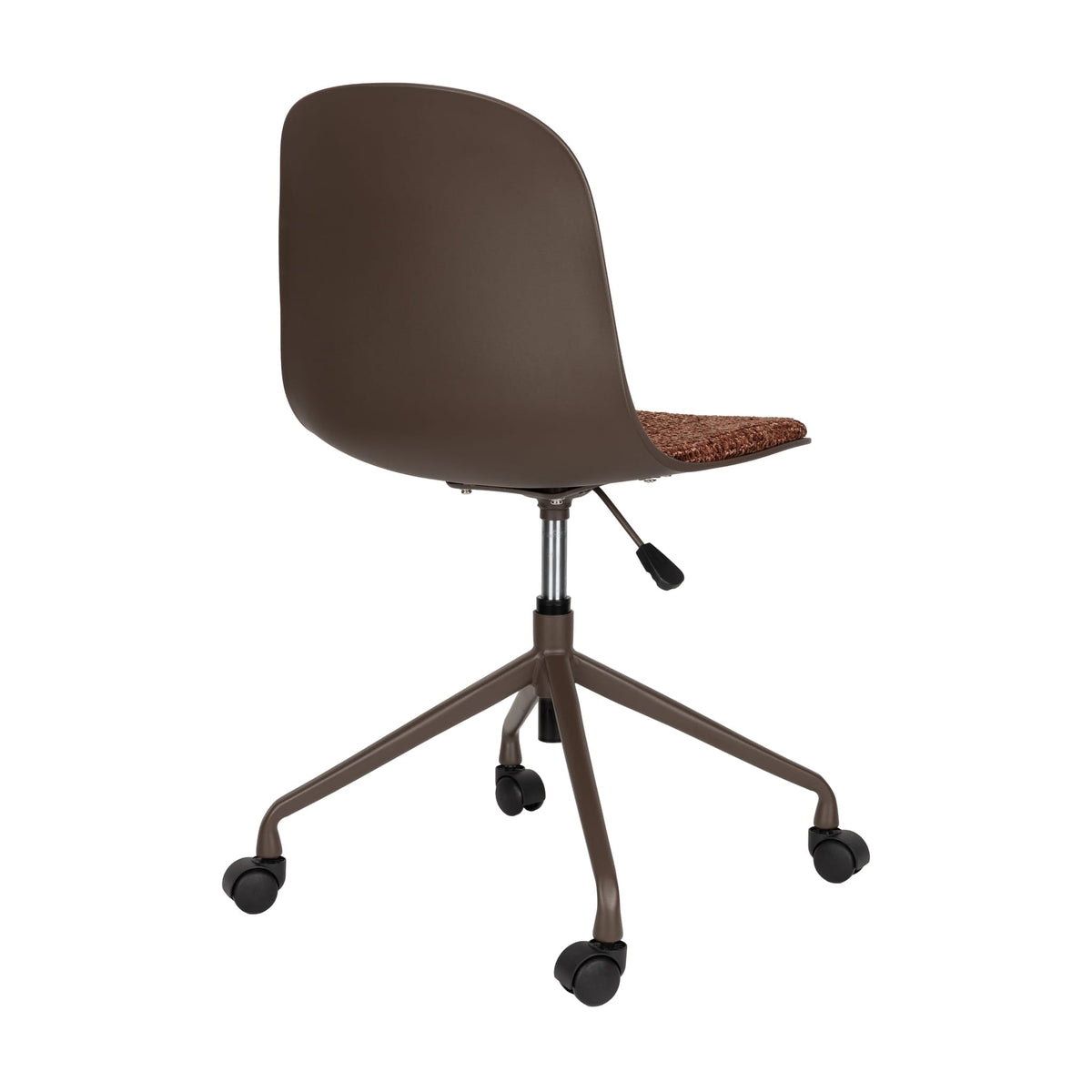 Chaise du bureau réglable pivotante à roulettes en tissu et plastique marron 55x50x80cm Livia - White Label Living — vue 5