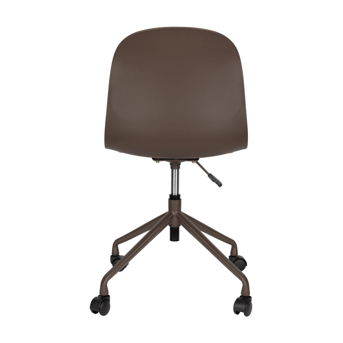 Chaise du bureau réglable pivotante à roulettes en tissu et plastique marron 55x50x80cm Livia - White Label Living — vue 6