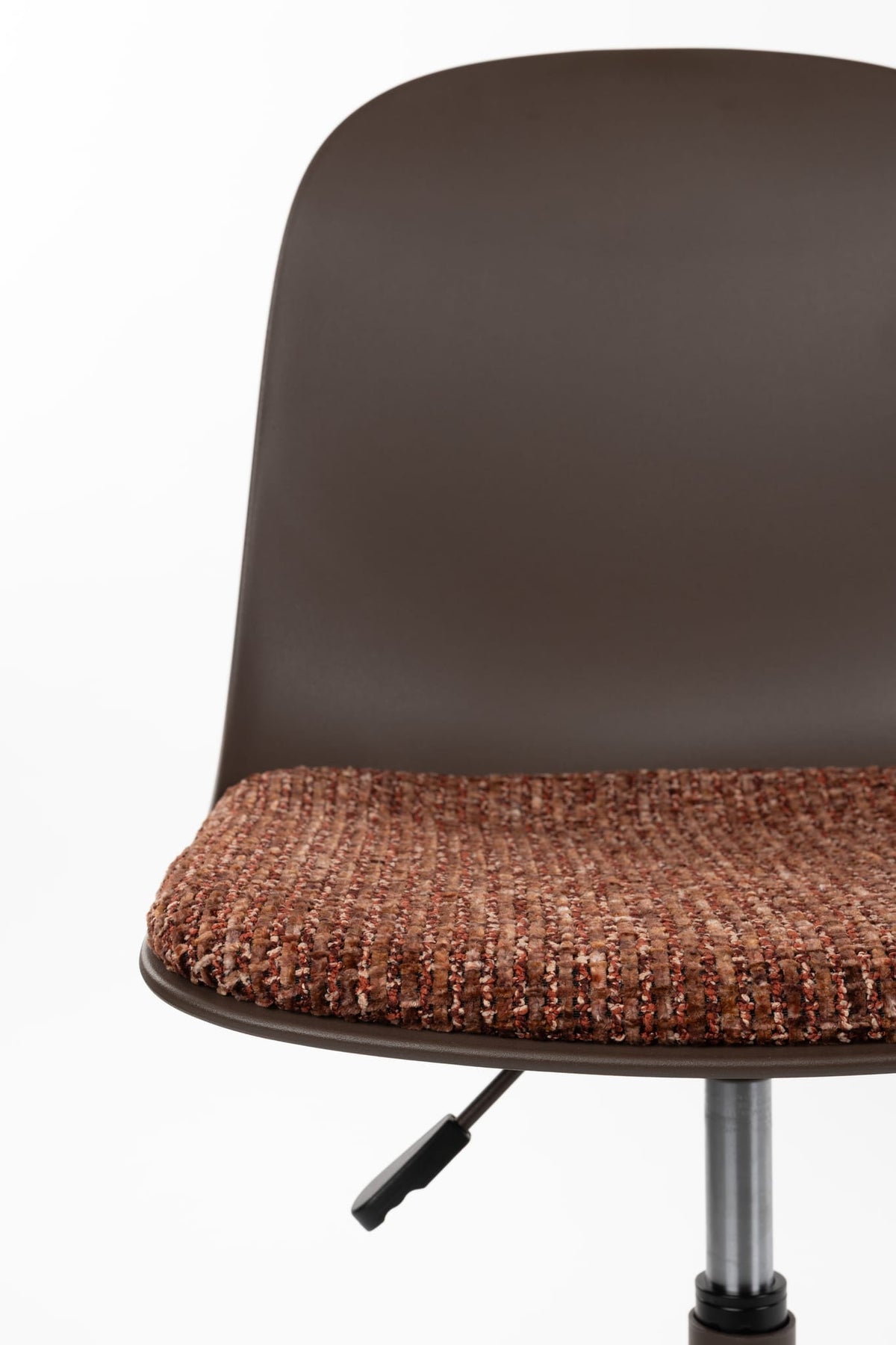 Chaise du bureau réglable pivotante à roulettes en tissu et plastique marron 55x50x80cm Livia - White Label Living — vue 8
