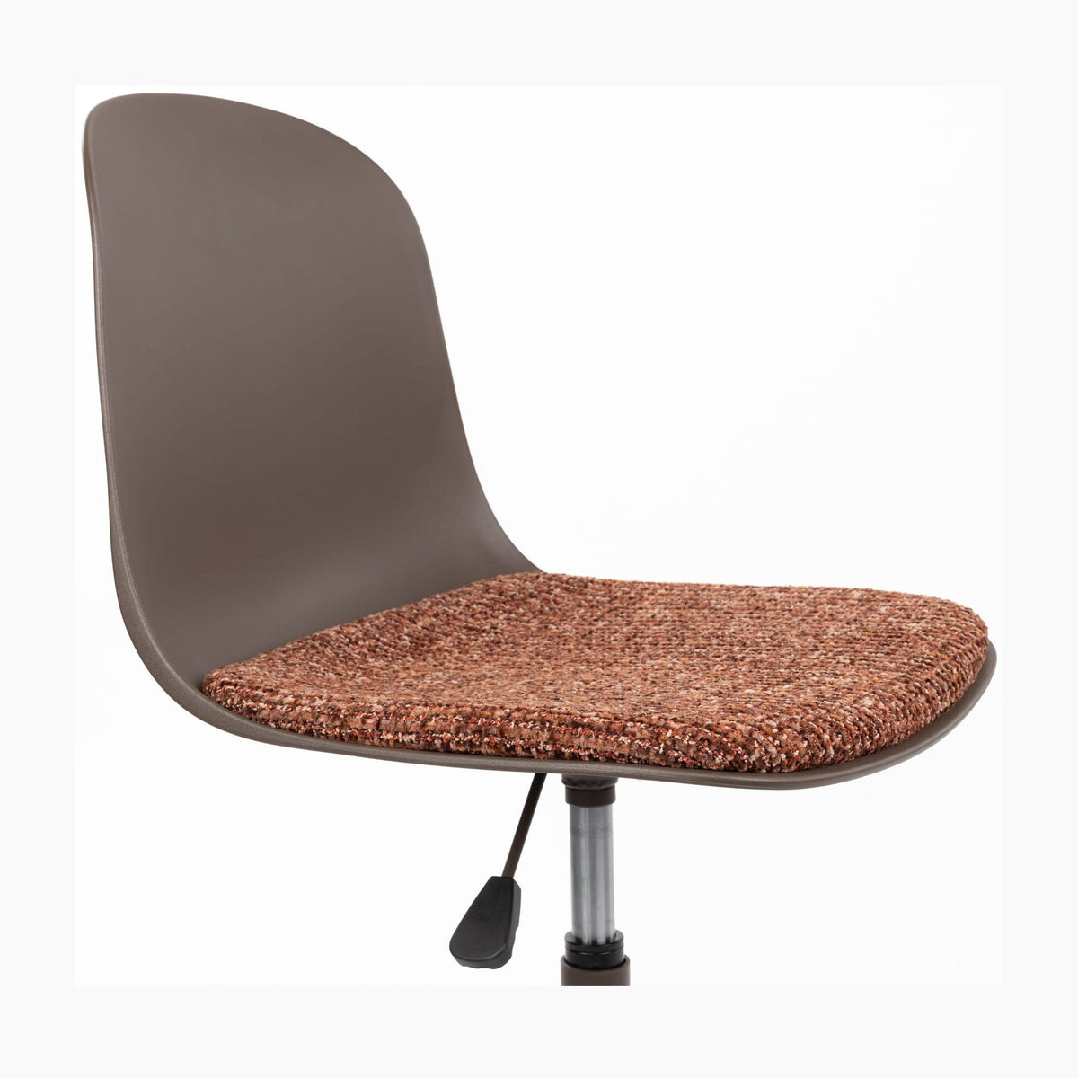 Chaise du bureau réglable pivotante à roulettes en tissu et plastique marron 55x50x80cm Livia - White Label Living — vue 9