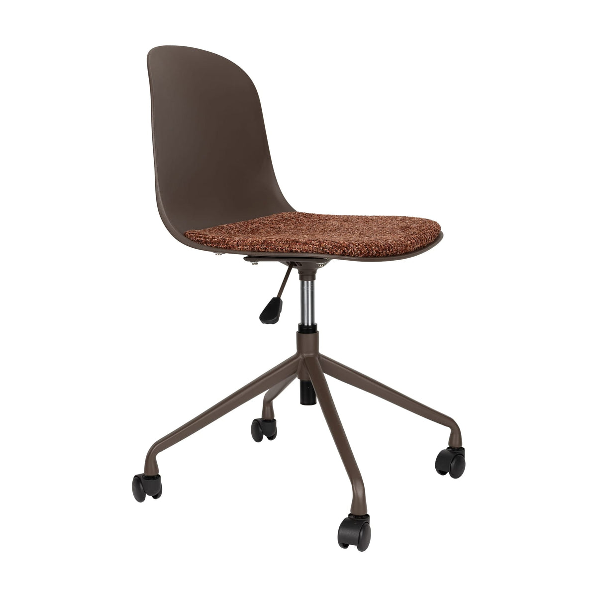 Chaise du bureau réglable pivotante à roulettes en tissu et plastique marron 55x50x80cm Livia - White Label Living