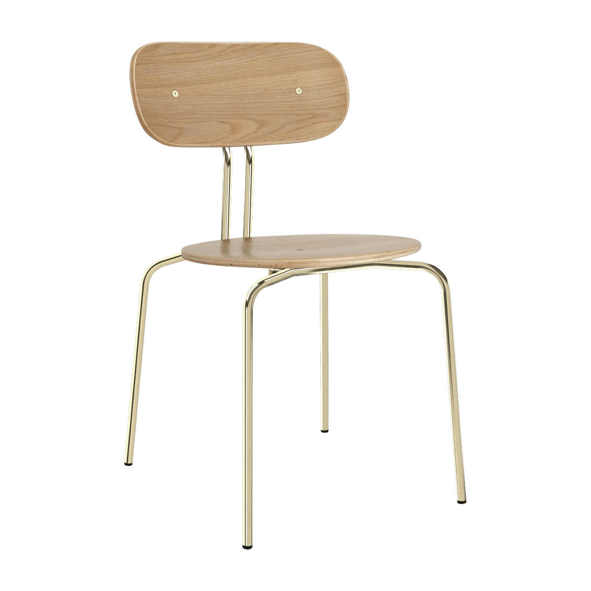 Chaise empilable en contreplaqué chêne et acier doré Curious - UMAGE - The Cool Republic