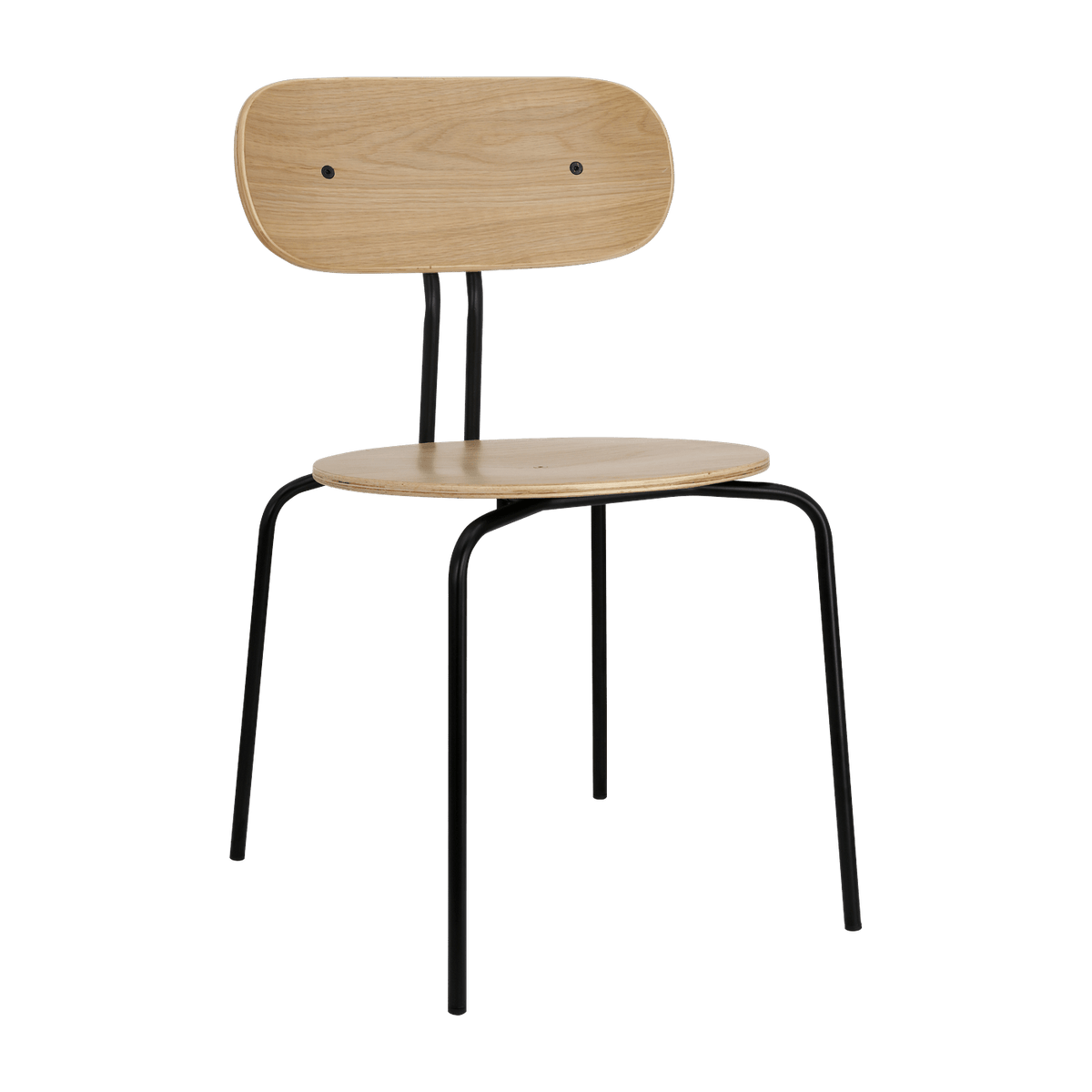 Chaise empilable en contreplaqué chêne et acier noir Curious - UMAGE - The Cool Republic