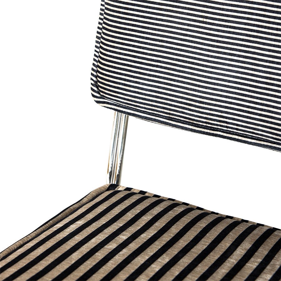Chaise en acier chromé et tissu rayé 51,5x62,5x83,5cm Endless - HKliving - The Cool Republic