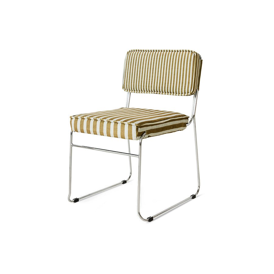 Chaise en acier chromé et tissu rayé jaune 51,5x62,5x83,5cm Endless - HKliving - The Cool Republic
