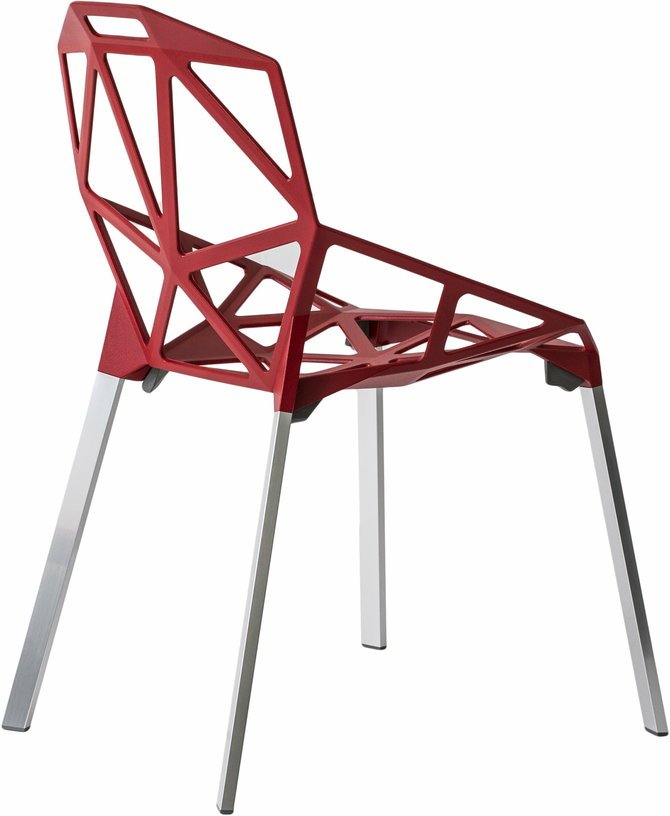 Chaise en aluminium rouge pieds gris One - Magis - The Cool Republic