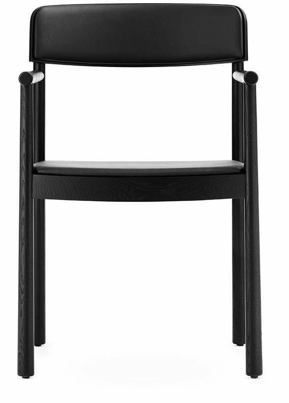 Chaise en bois de frêne noire avec assise en cuir et accoudoirs Timb noir/ Ultra Leather noir - Normann Copenhagen - The Cool Republic