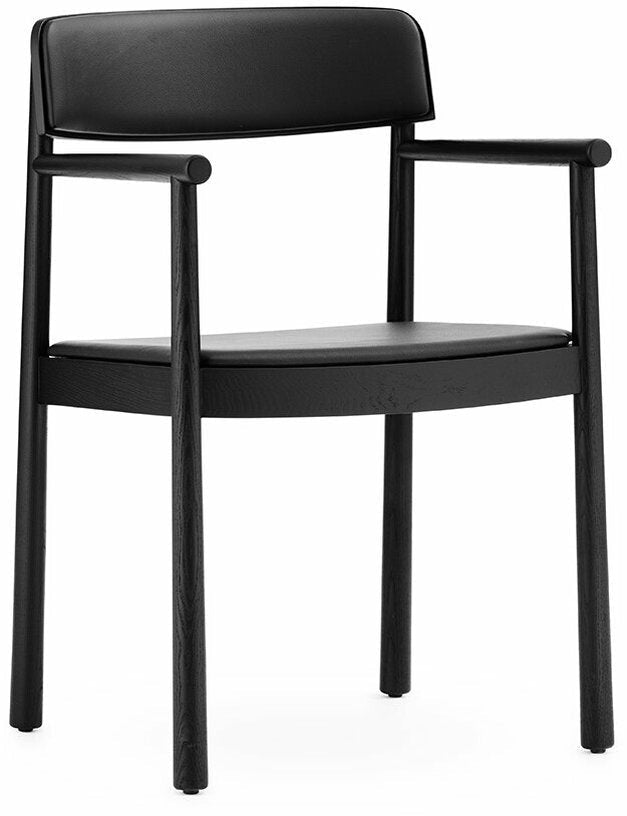 Chaise en bois de frêne noire avec assise en cuir et accoudoirs Timb noir/ Ultra Leather noir - Normann Copenhagen - The Cool Republic