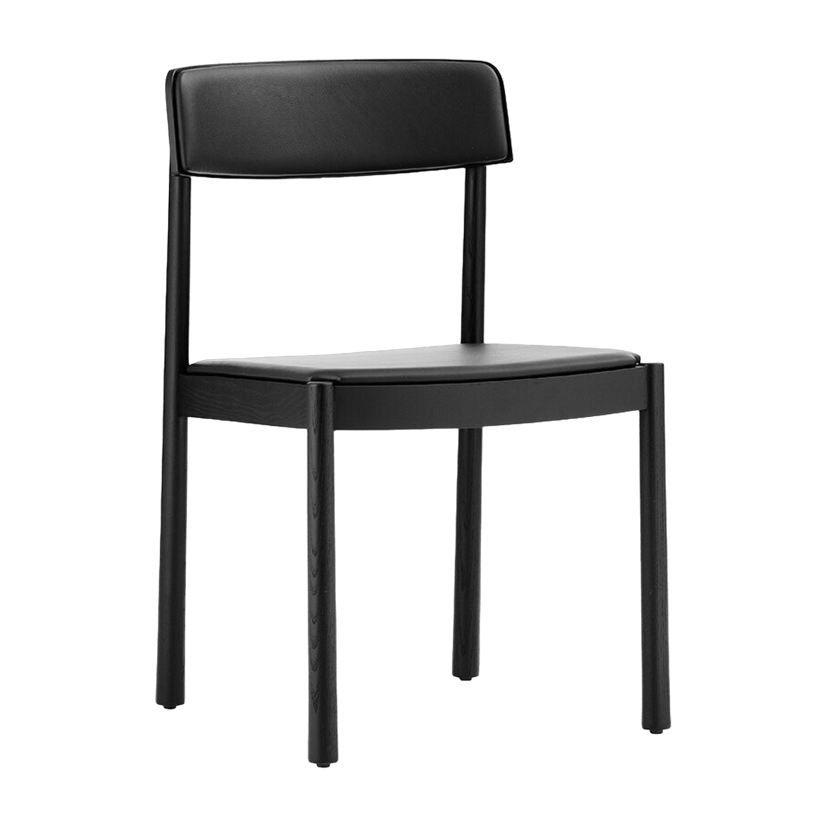 Chaise en bois de frêne noire avec assise en cuir Timb noir/ Ultra Leather noir - Normann Copenhagen - The Cool Republic