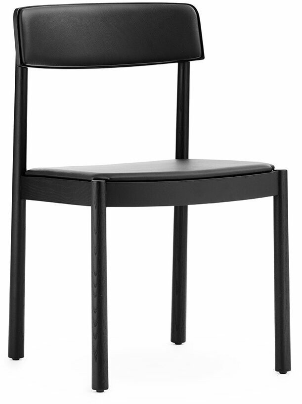 Chaise en bois de frêne noire avec assise en cuir Timb noir/ Ultra Leather noir - Normann Copenhagen - The Cool Republic