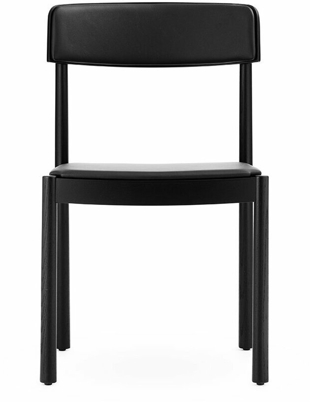 Chaise en bois de frêne noire avec assise en cuir Timb noir/ Ultra Leather noir - Normann Copenhagen - The Cool Republic