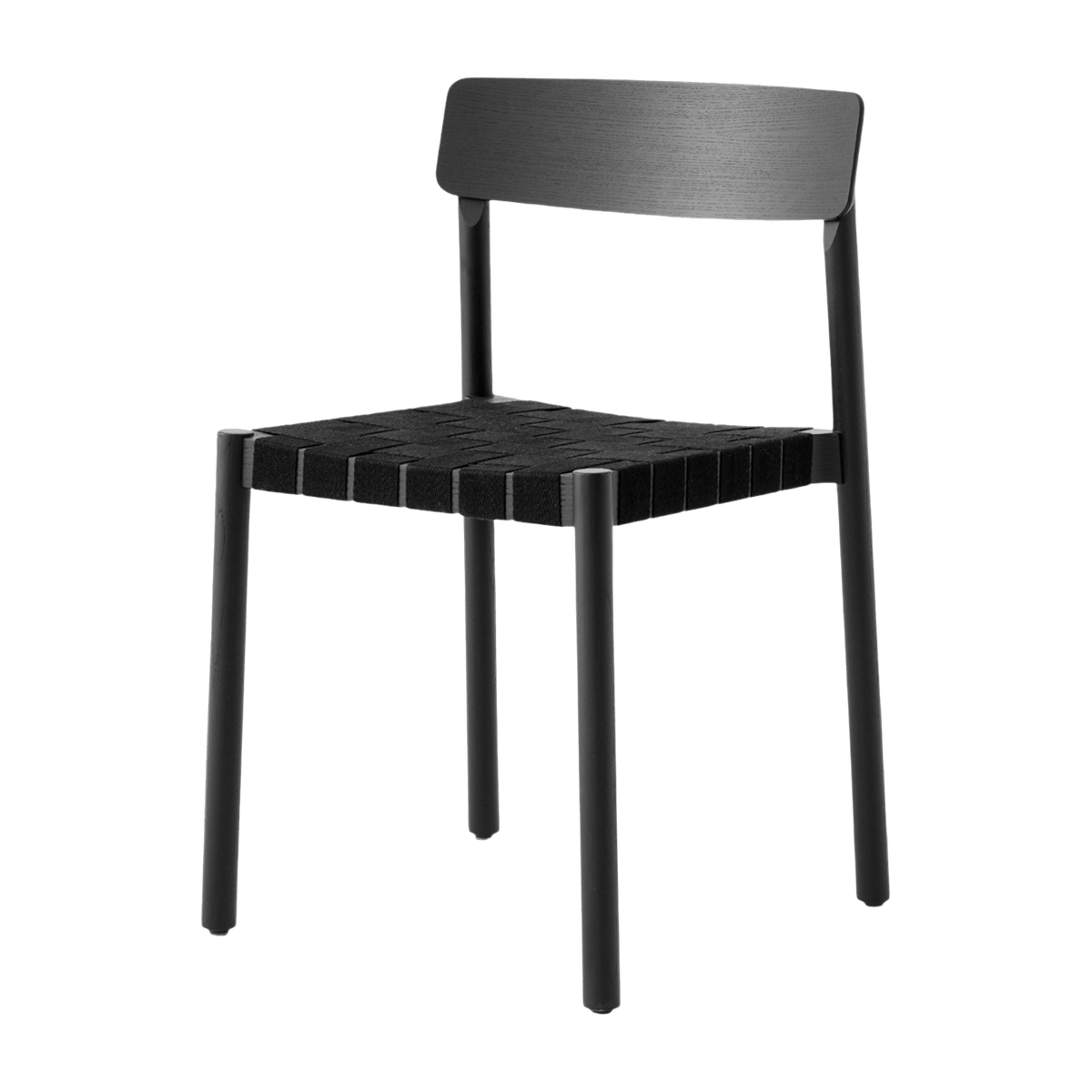 Chaise en bois noir et sangles en lin noir Betty - &tradition - The Cool Republic