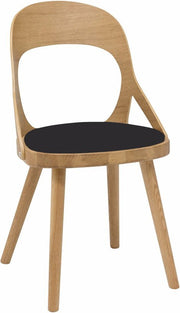 Chaise en chêne huilé et coussin en cuir reconstitué noir Colibri - Hans k - The Cool Republic