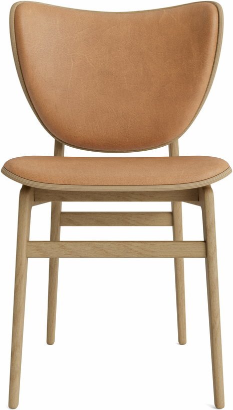 Chaise en chêne naturel avec rembourrage en cuir camel Elephant - NORR11 - The Cool Republic