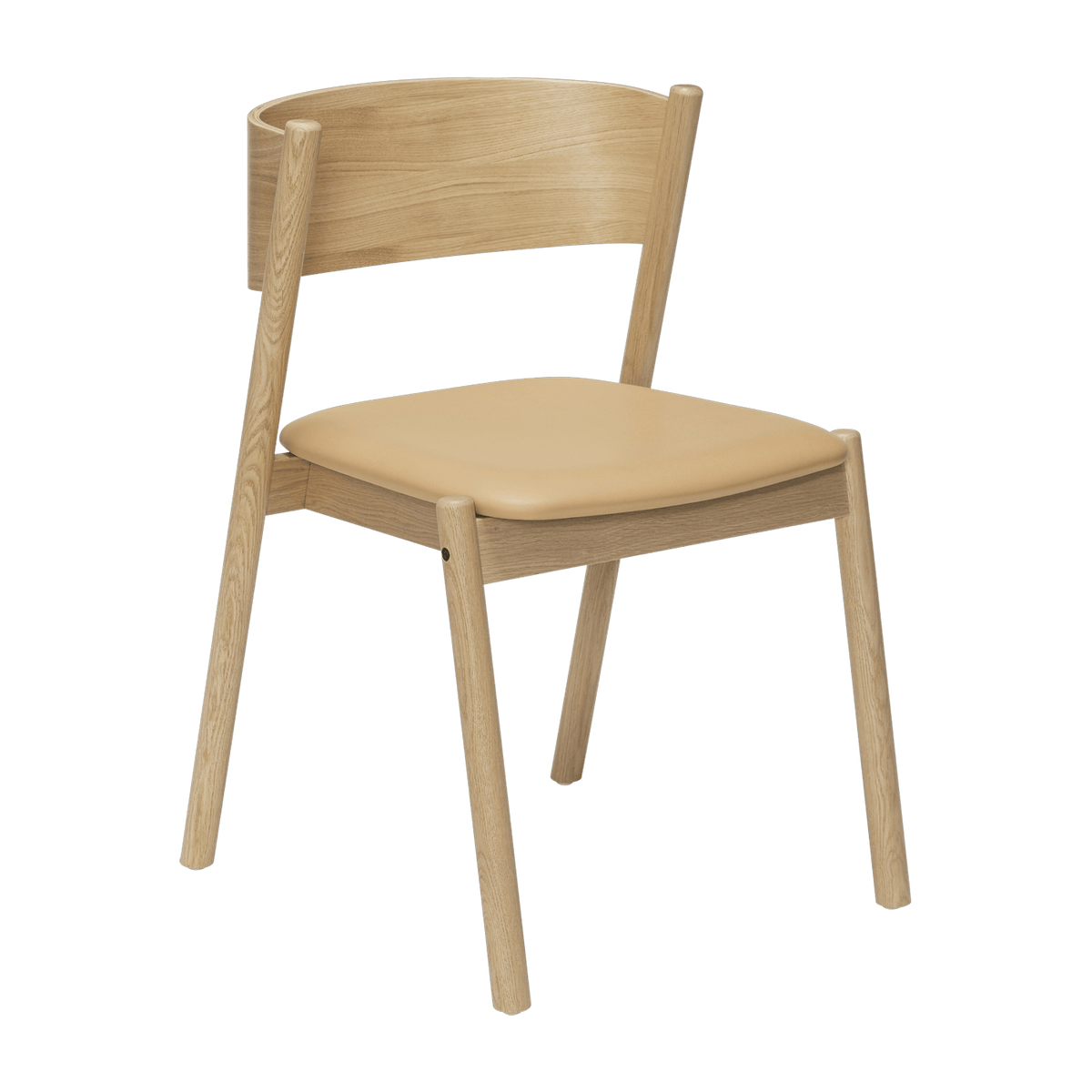 Chaise en chêne naturel et cuir beige Oblique - Hübsch - The Cool Republic