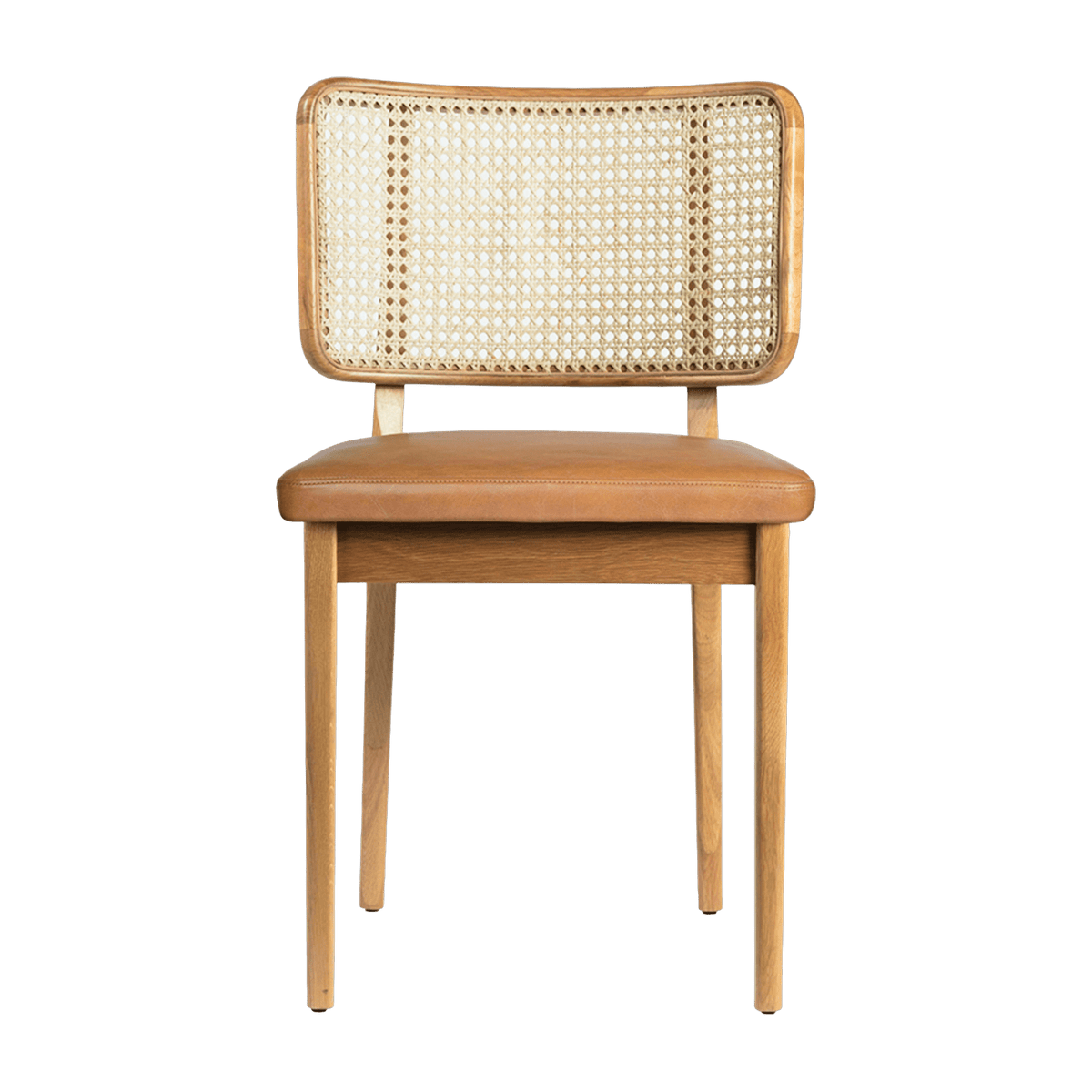 Chaise en chêne naturel et cuir tabac Cannage - RED Edition - The Cool Republic
