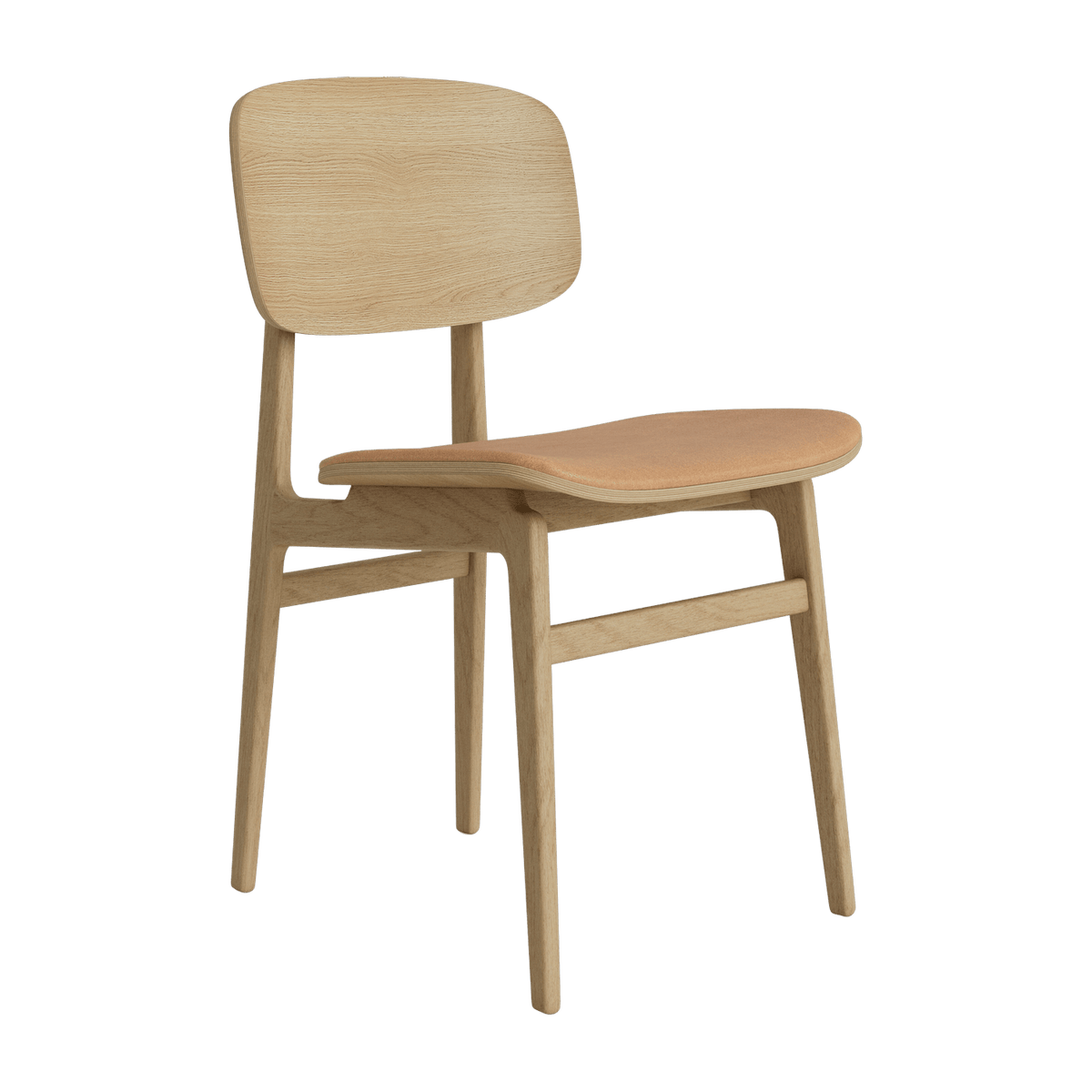 Chaise en chêne naturel et rembourrage en cuir camel NY11 - NORR11 - The Cool Republic