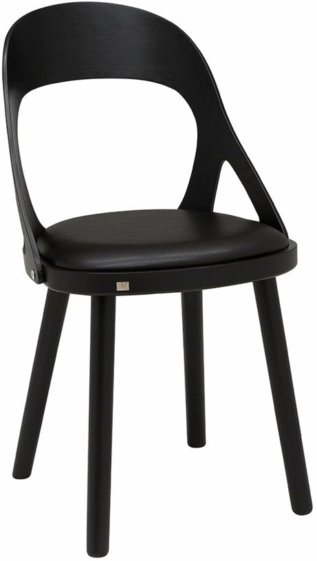 Chaise en chêne noir et coussin en cuir reconstitué noir Colibri - Hans k - The Cool Republic