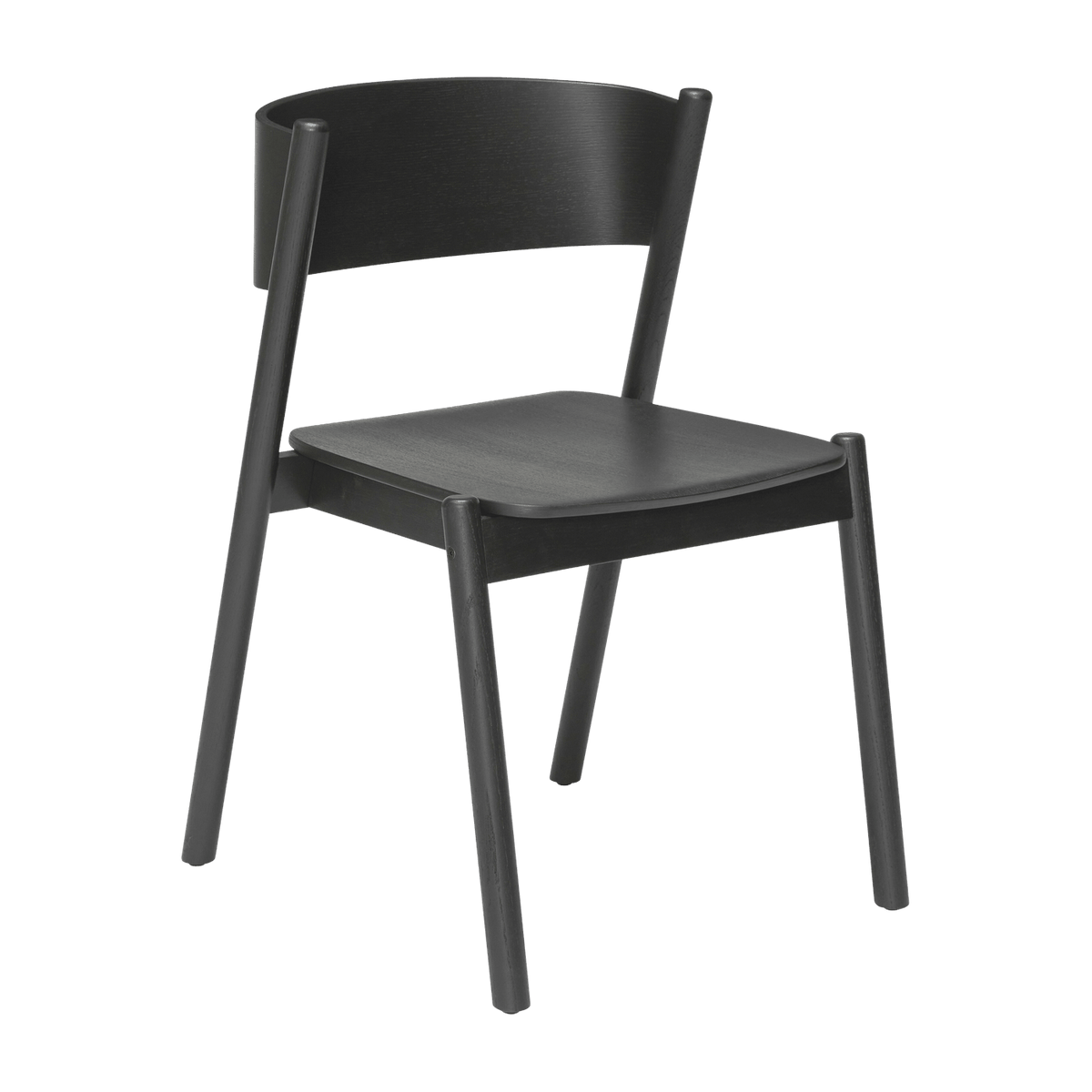 Chaise en chêne noir et cuir noir Oblique - Hübsch - The Cool Republic