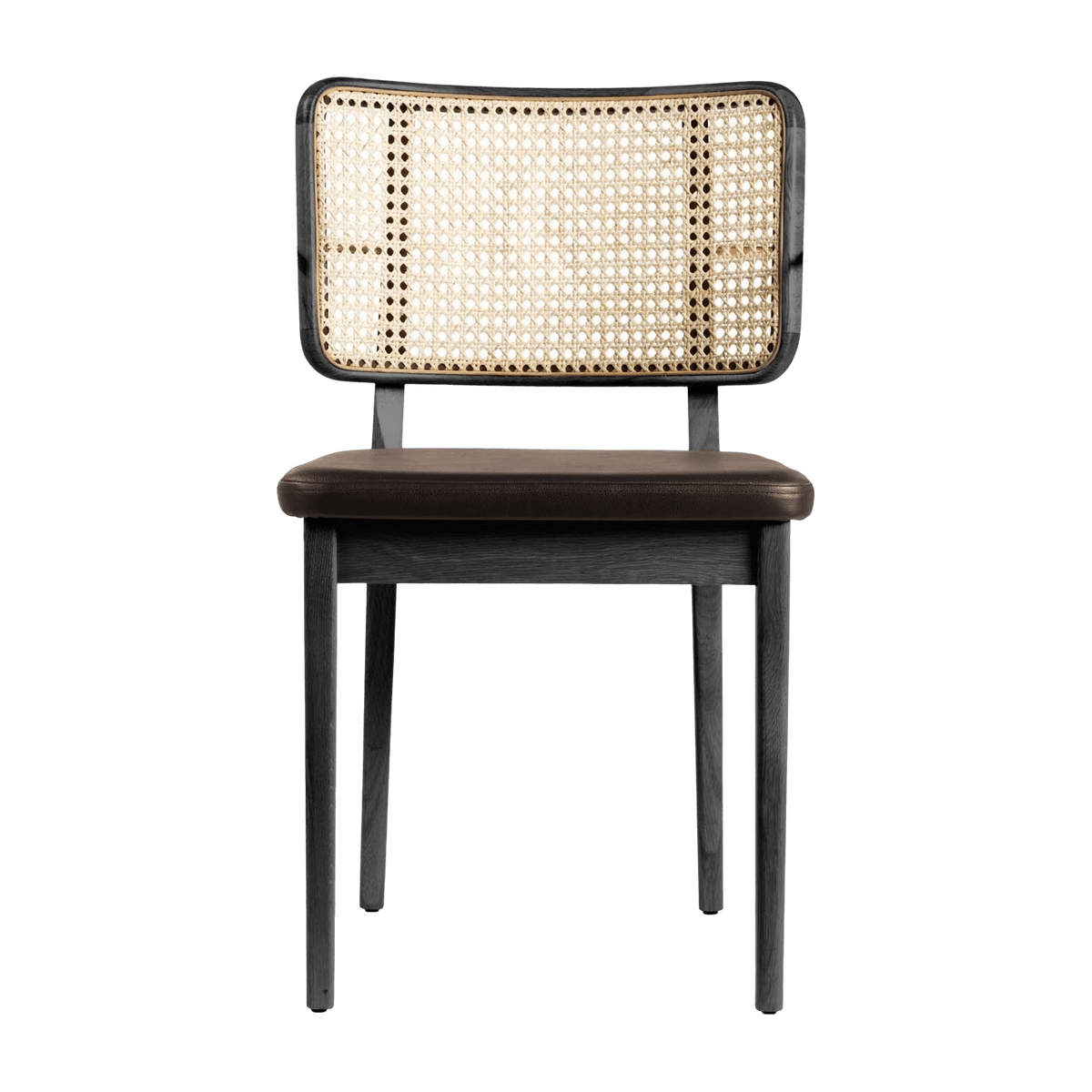 Chaise en chêne teinté noir et cuir noir Cannage - RED Edition - The Cool Republic