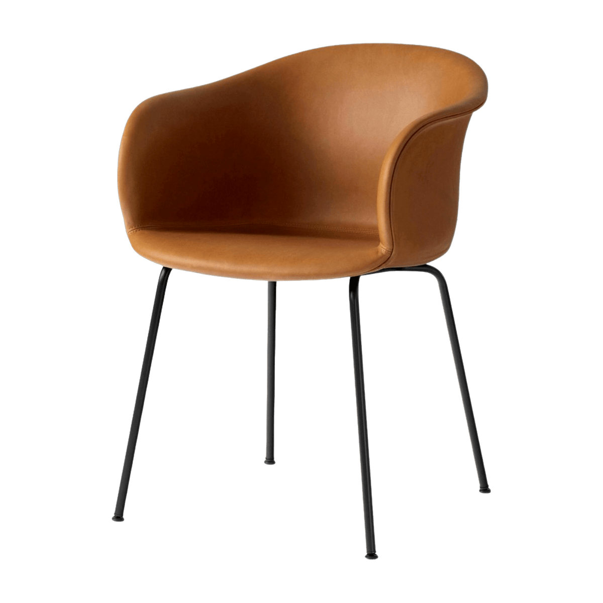 Chaise en cuir marron piétement noir JH29 - &tradition - The Cool Republic