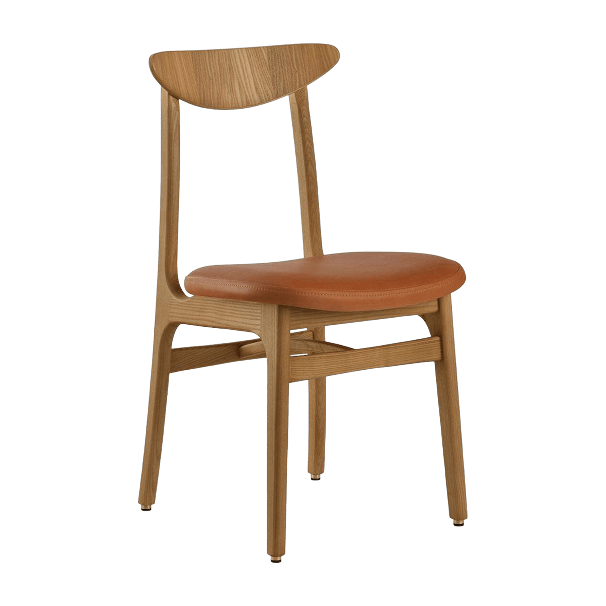 Chaise en cuir naturel cognac et frêne foncé 52 x 45 Série 200-190 Mix - 366 Concept - The Cool Republic