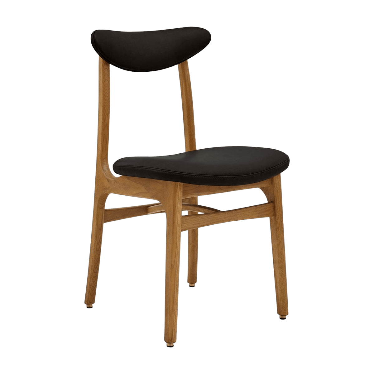Chaise en cuir noir et frêne foncé 52 x 45 Cuire Série 200-190 - 366 Concept - The Cool Republic