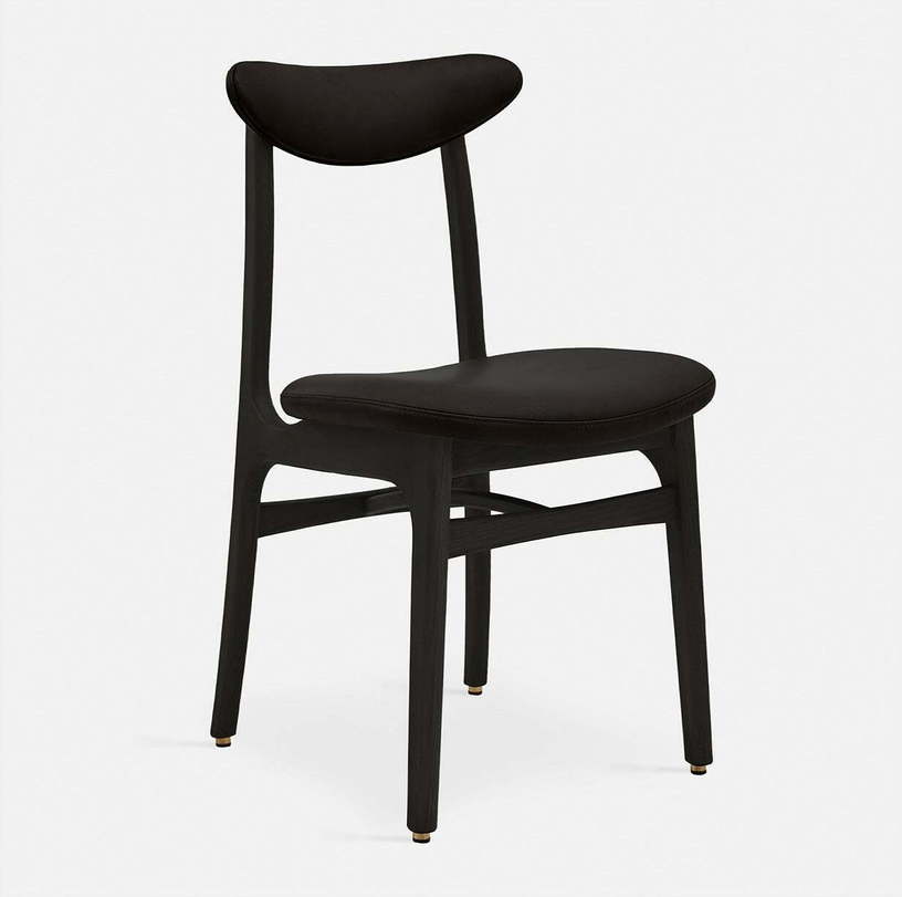 Chaise en cuir noir et frêne foncé 52 x 45 Cuire Série 200-190 - 366 Concept - The Cool Republic