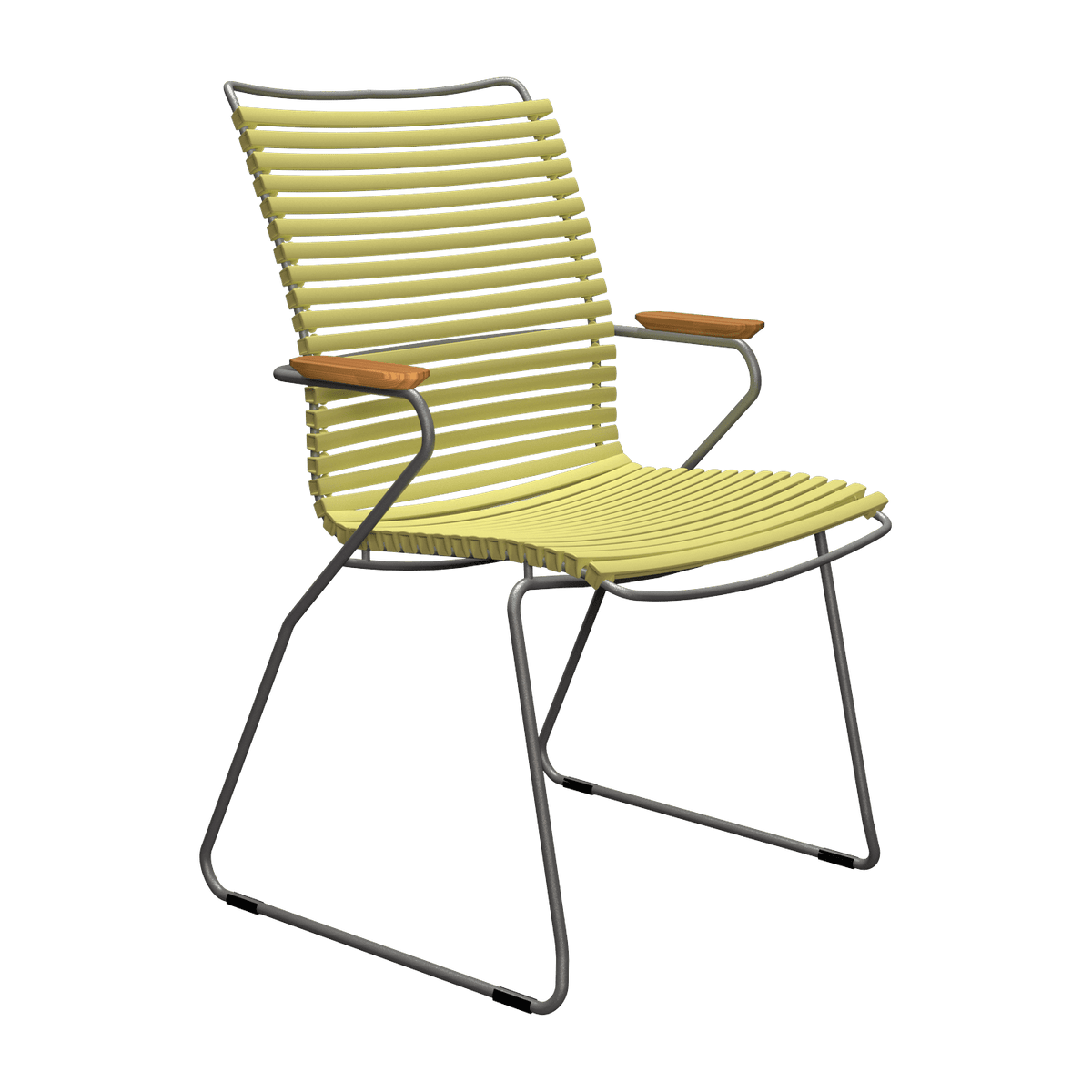 Chaise en métal avec grand dossier et plastique jaune citron 60x90cm Click - Houe - The Cool Republic