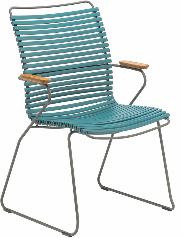 Chaise en métal et plastique bleu pétrole avec grand dossier CLICK - Houe - The Cool Republic