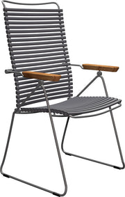 Chaise en métal et plastique gris foncé avec accoudoirs 106,5x58,5cm Click - Houe - The Cool Republic