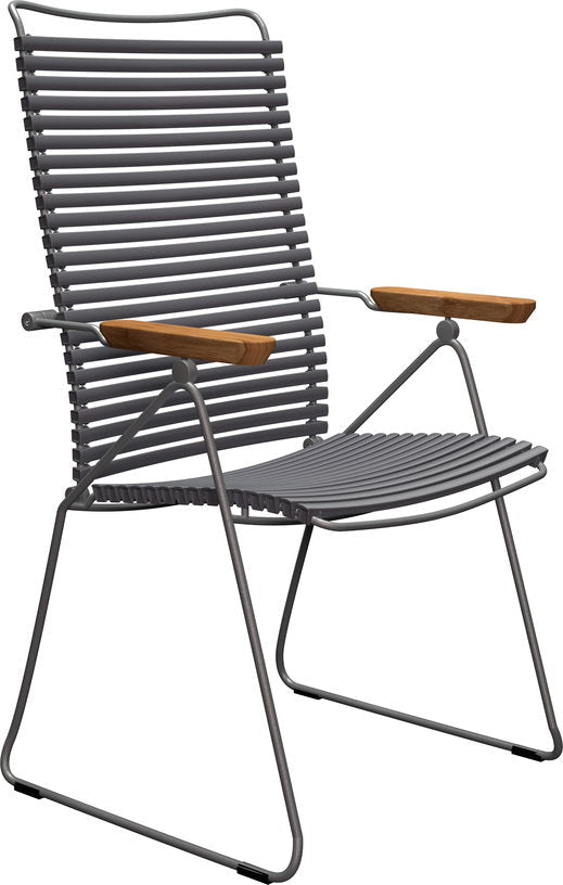 Chaise en métal et plastique gris foncé avec accoudoirs 106,5x58,5cm Click - Houe - The Cool Republic