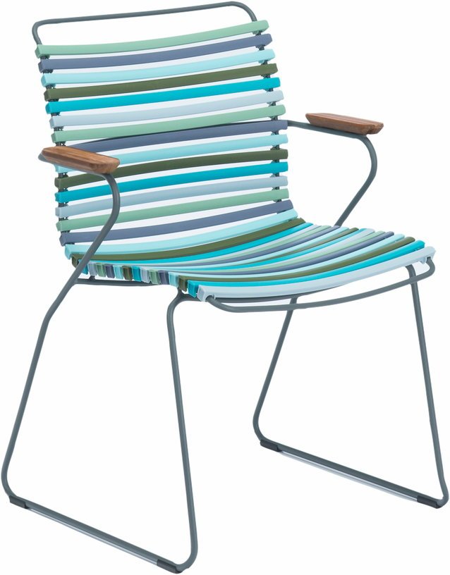 Chaise en métal et plastique multicolore combinaison 2 bleu et vert avec accoudoirs CLICK - Houe - The Cool Republic