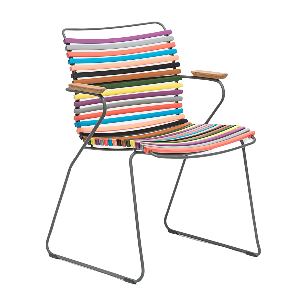 Chaise en métal et plastique multicolore rouge / jaune avec accoudoirs CLICK - Houe - The Cool Republic