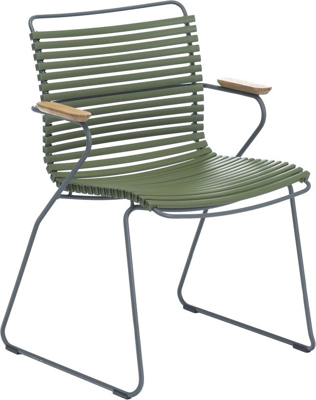 Chaise en métal et plastique vert olive avec accoudoirs CLICK - Houe - The Cool Republic