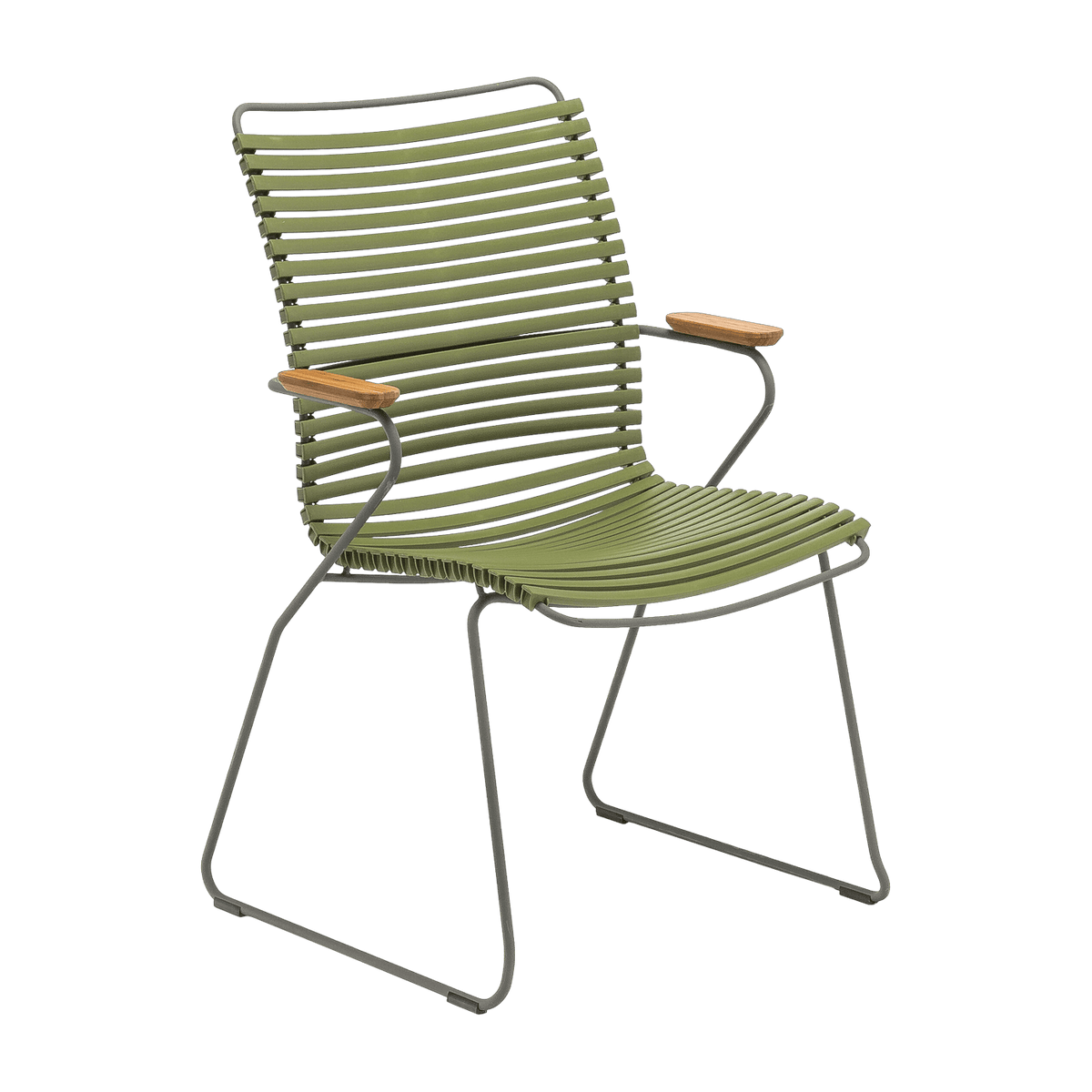 Chaise en métal et plastique vert olive avec grand dossier CLICK - Houe - The Cool Republic