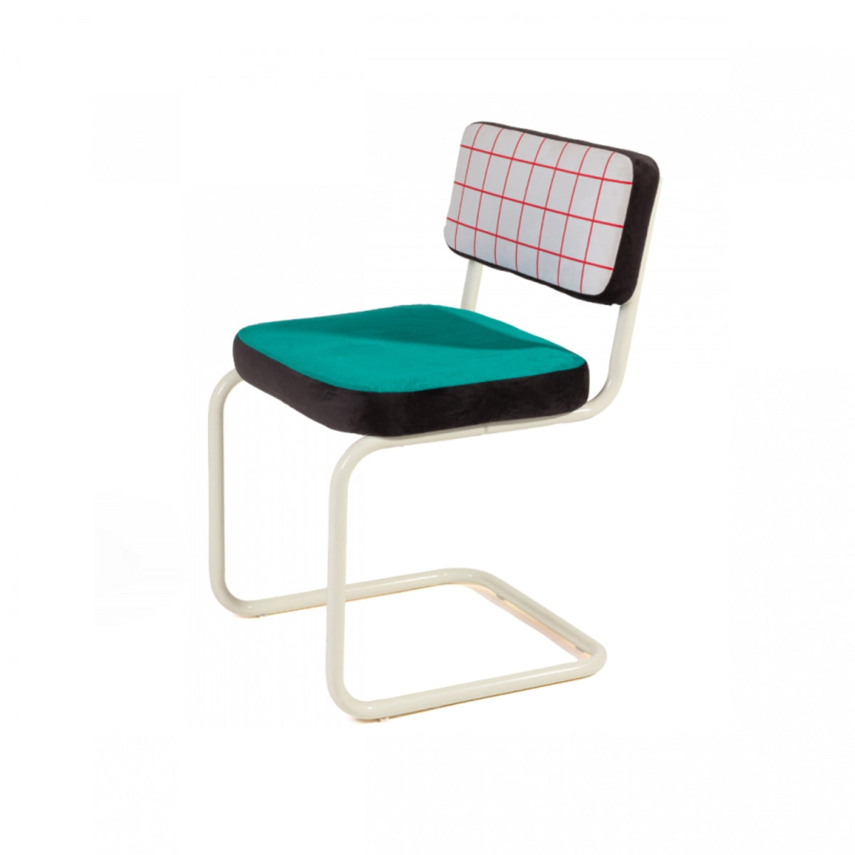 Chaise en métal et tissu coloré Red grid - Seletti - The Cool Republic