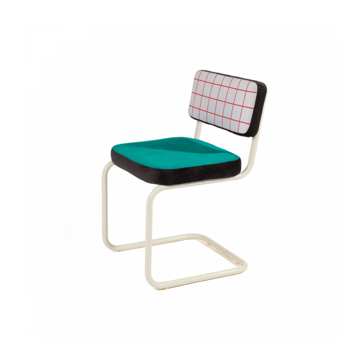 Chaise en métal et tissu coloré Red grid - Seletti - The Cool Republic