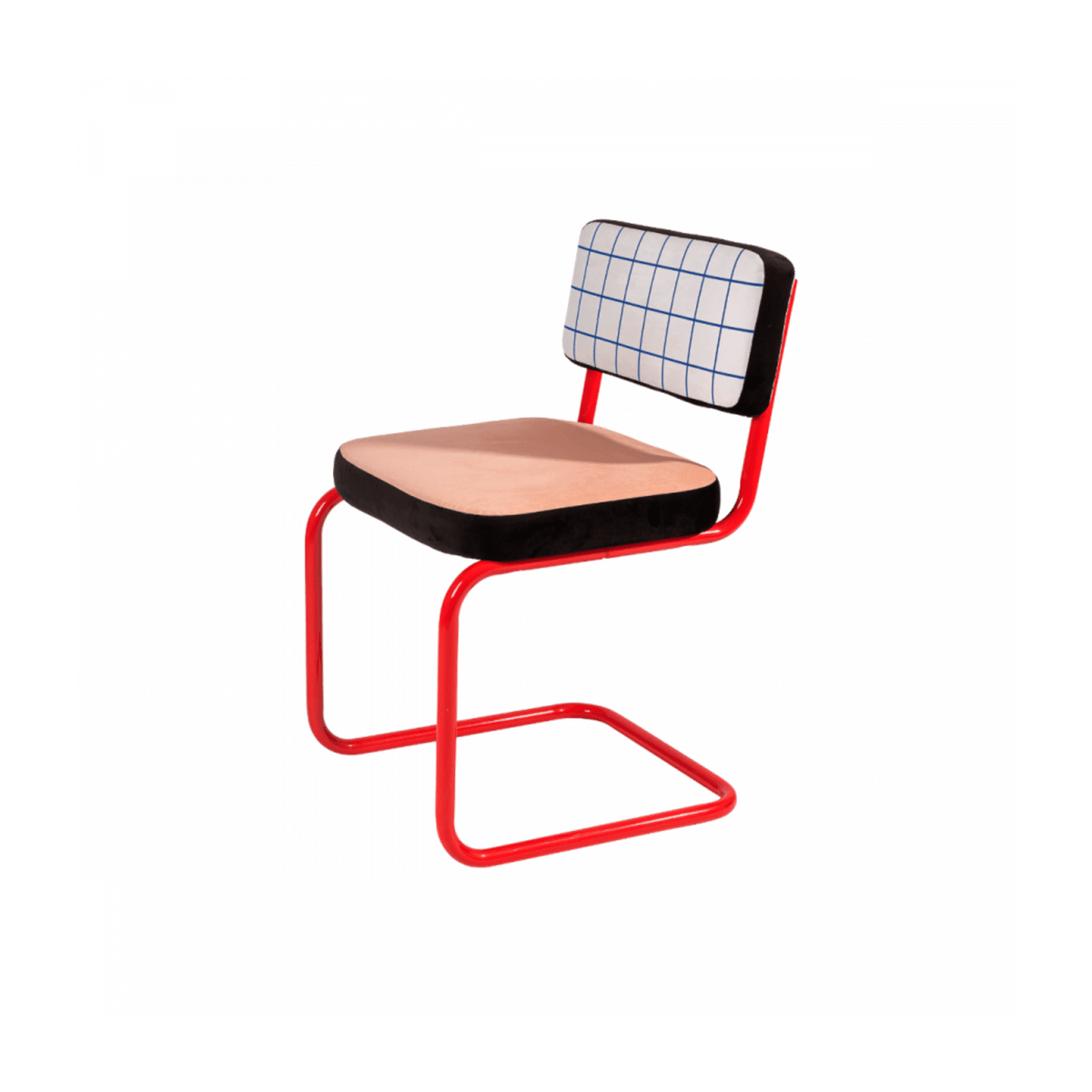 Chaise en métal rouge et tissu rose Blue grid - Seletti - The Cool Republic
