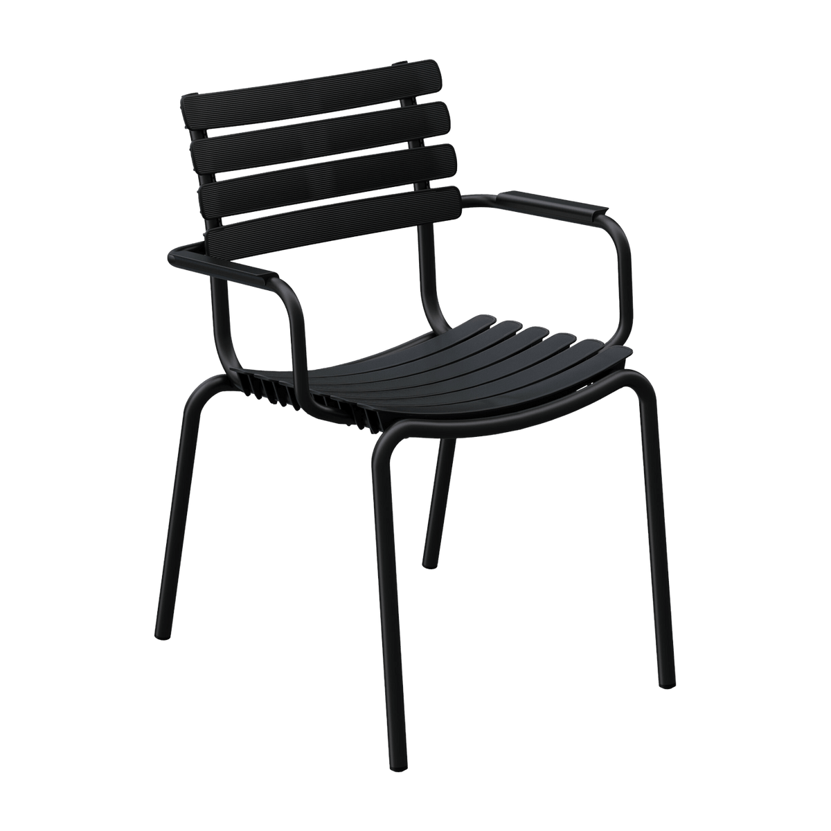Chaise en plastique recyclé et aluminium noire Reclips - Houe - The Cool Republic