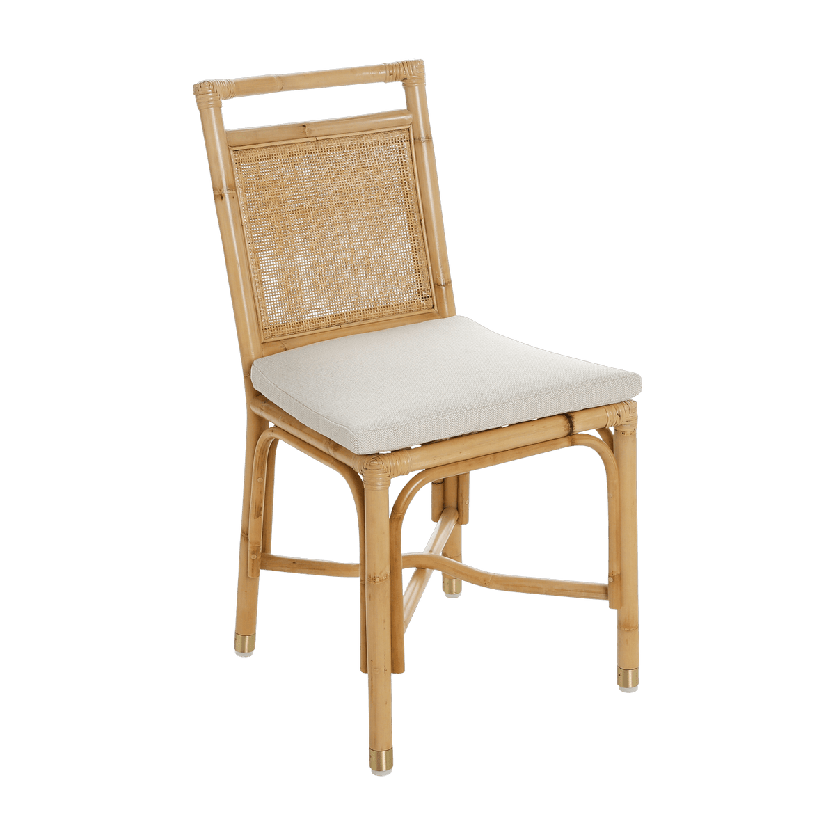Chaise en rotin avec coussin en lin blanc 44 x 92 x 46 Riviera - KOK - The Cool Republic