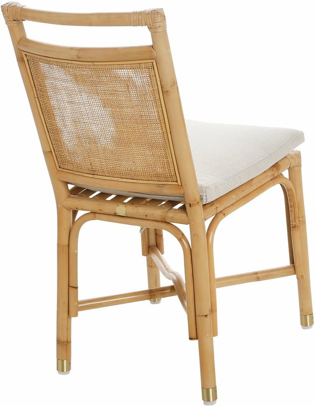 Chaise en rotin avec coussin en lin blanc 44 x 92 x 46 Riviera - KOK - The Cool Republic