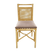 Chaise en rotin coussin velours beige rosé Riviera - KOK - The Cool Republic