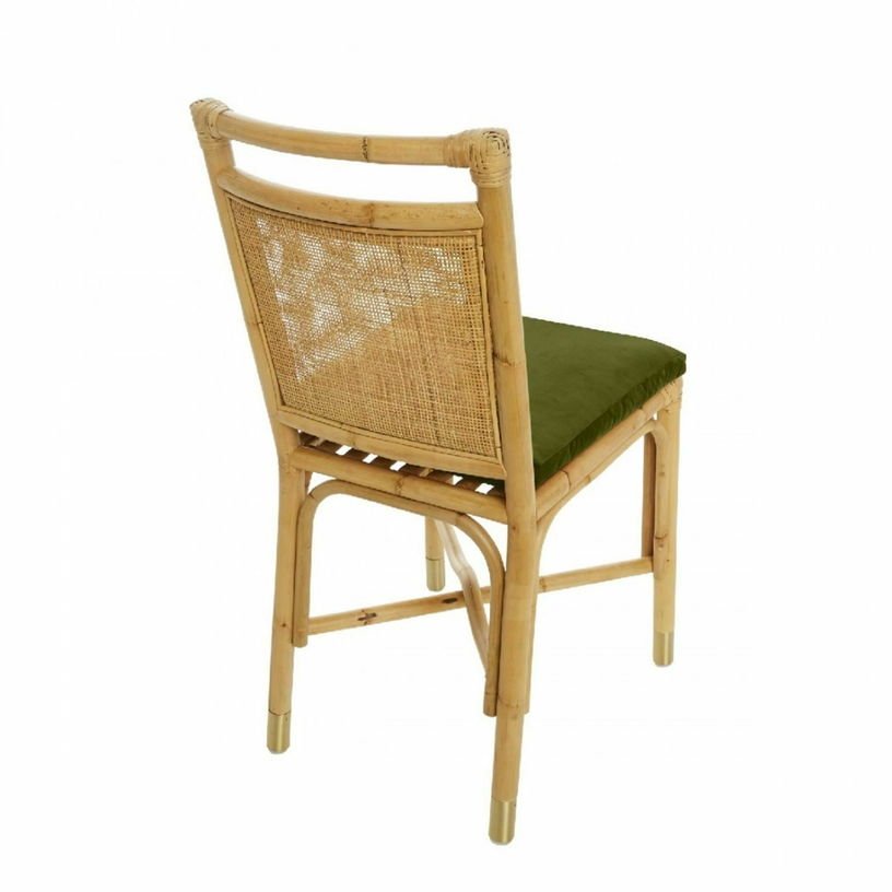Chaise en rotin coussin velours vert Riviera - KOK - The Cool Republic