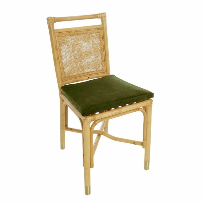 Chaise en rotin coussin velours vert Riviera - KOK - The Cool Republic